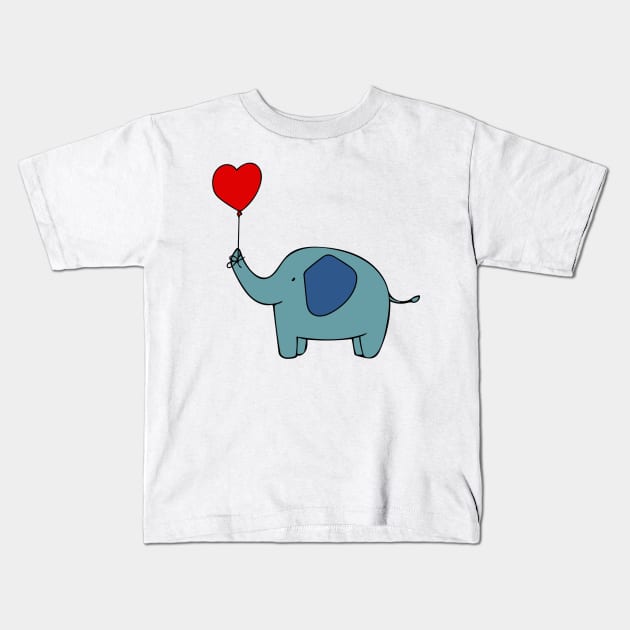 Never Forget I Love You, Cute Elephant with Heart Balloon Kids T-Shirt by tandre